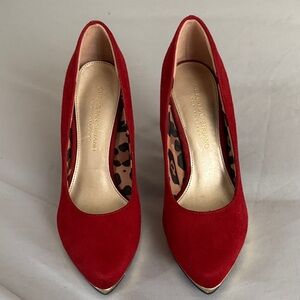 Red Suede Women's Pumps